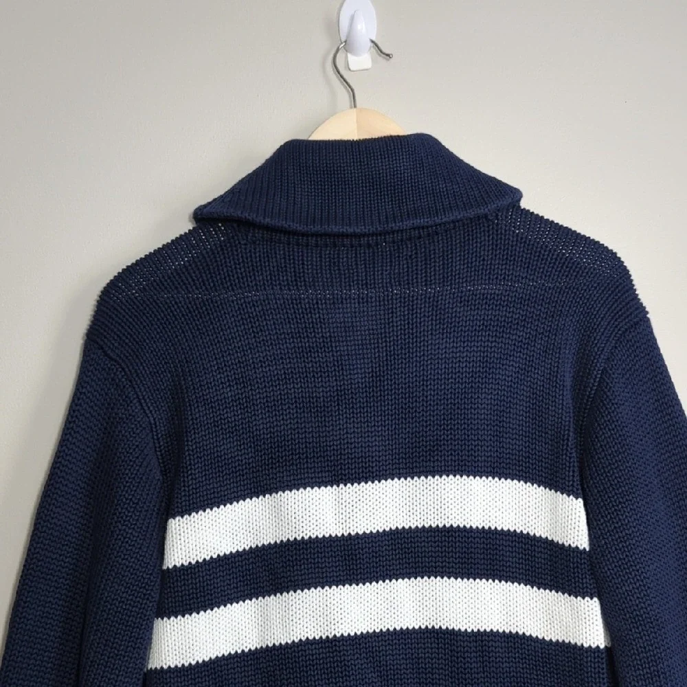 Polo Ralph Lauren Navy‎ Blue Cardigan Sweater Preppy Quiet Luxury Men's Medium